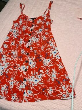 Banana Republic Red Floral Button-Front Mini Dress
